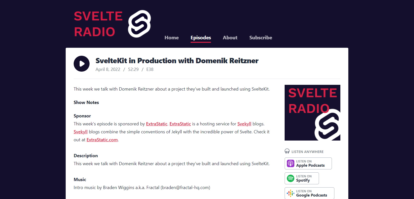 header Svelte Radio Episode 38: SvelteKit in Production with Domenik Reitzner